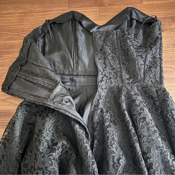 1980's Gunne Sax 50's Style Strapless Black Lace Cocktail Party Dress - Picture 12 of 16